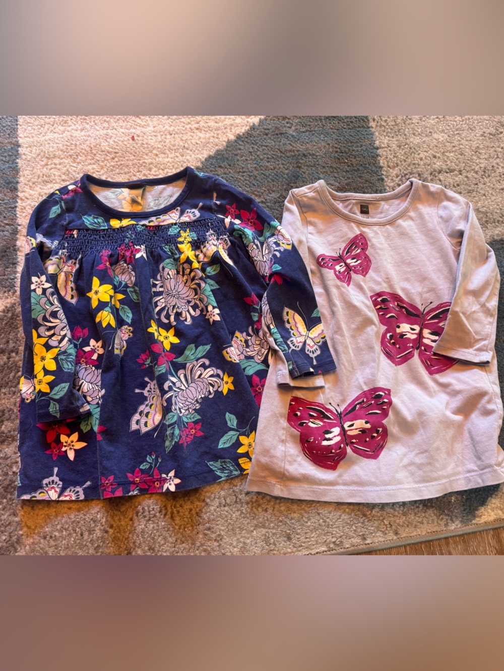 Tea Collection Navy Floral Long-Sleeve & Light Pink Butterfly 12-18 month